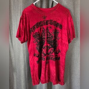 Affliction T Shirt Mens L Red Black Wings Short Sleeve Grunge Punk